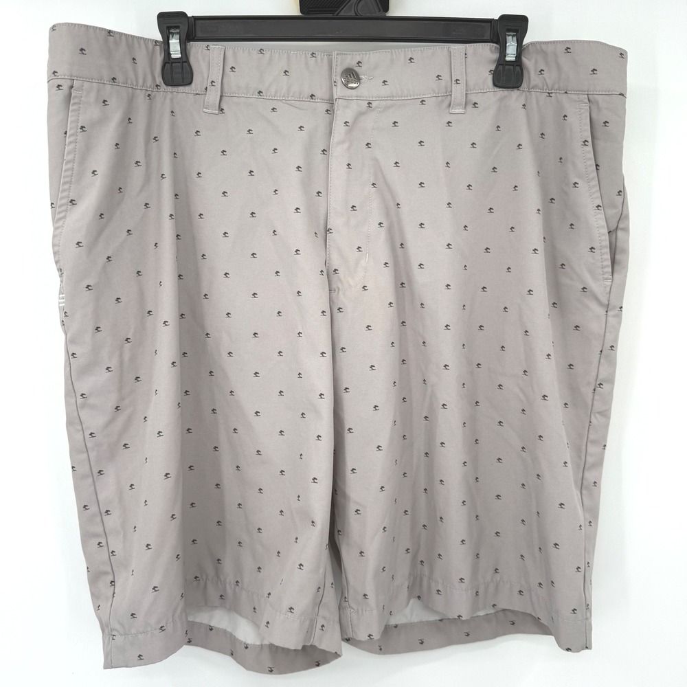 Adidas Golf Shorts Men 38 Gray Palm Tree Print Performance Stretch Activewear
